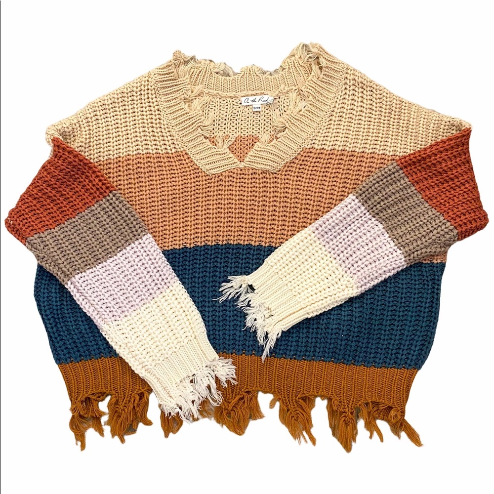 Distressed Striped Sweater